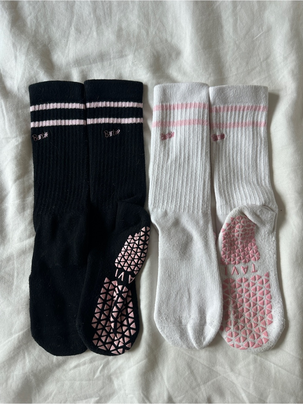 Barbie Pink and Black Grip Socks - 2 Pairs Tavi